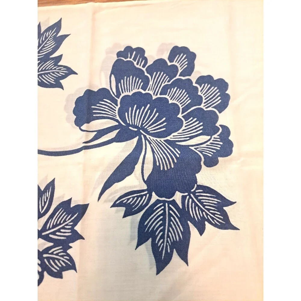 Navy Blue Lotus Flower Pillowcases Standard Floral Cottage Boho Retro Chic
